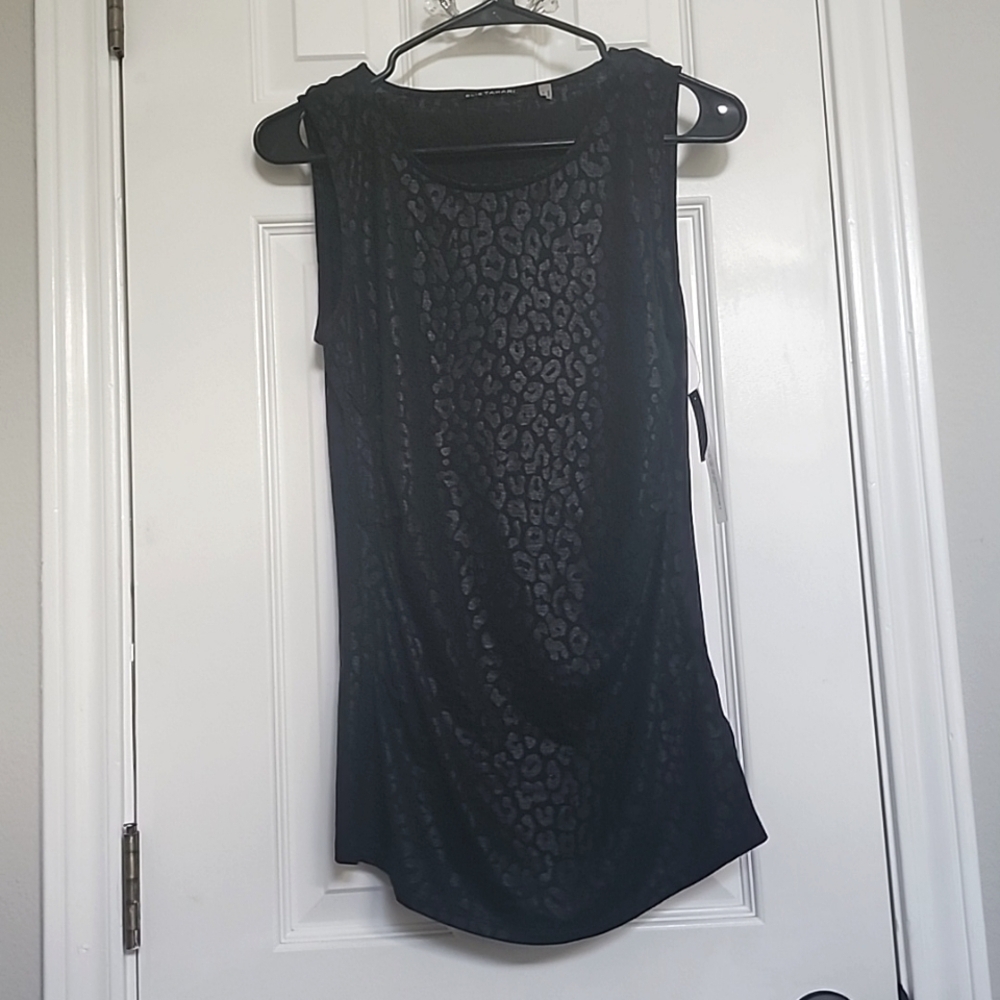NWT Elie Tahari Black Animal Print Meg Blouse Size Small​​​​​​